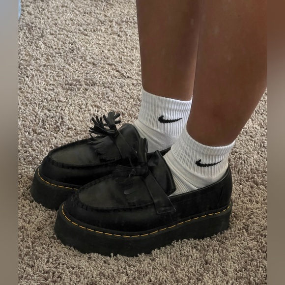 Dr. Martens Shoes - Dr Martens - Adrian Quad Platform Tassel Loafer, Black, Women's Size 6
